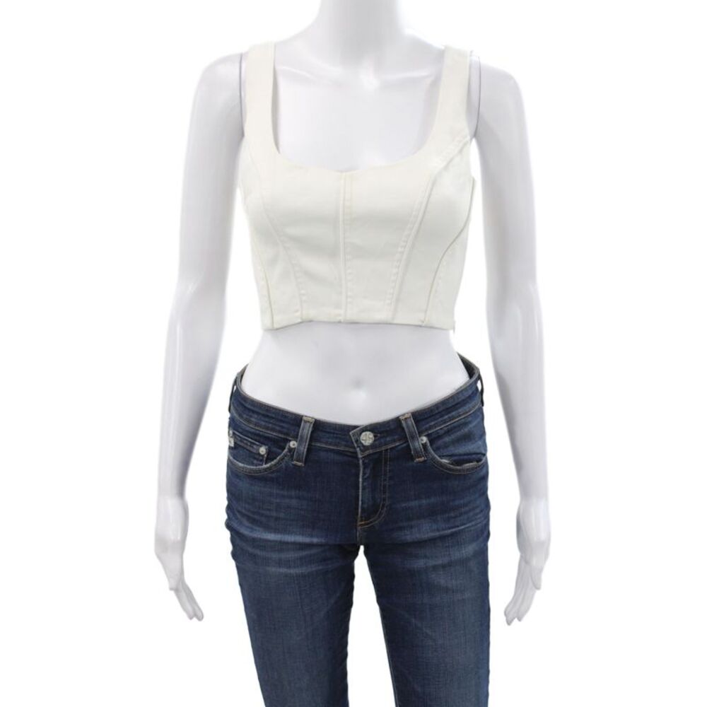 Intermix Womens White Corset Camisole Square Neck Zip Viscose Sleeveless Size 0
